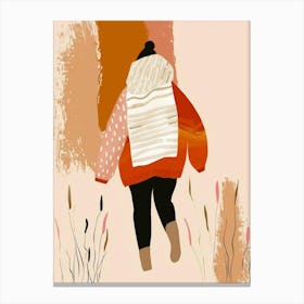 Illustration Of A Woman Walking Canvas Print