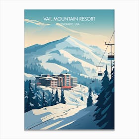 Poster Of Vail Mountain Resort   Colorado, Usa, Ski Resort Illustration 0 Canvas Print
