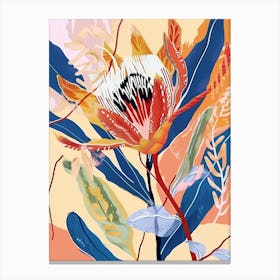 Colourful Flower Illustration Protea 1 Canvas Print