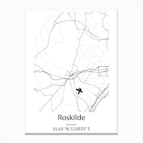 Roskilde,Denmark Minimalist Map Canvas Print