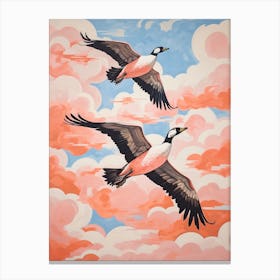 Vintage Japanese Inspired Bird Print Canada Goose 4 Canvas Print