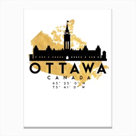Ottawa Canada Silhouette City Skyline Map Canvas Print