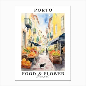 Food Market With Cats In Porto 4 Poster Canvas Print