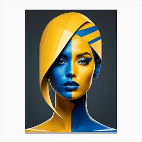 Geometric Woman Portrait Pop Art Fashion Yellow (9) Canvas Print