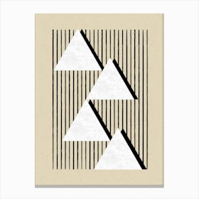 Stripes Triangles Monochrome Neutral Abstract Geometric Beige Black Canvas Print