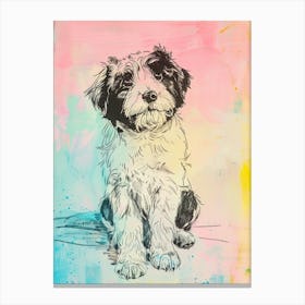 Colourful Polish Lowland Sheepdog Dog Line Illustration 2 Canvas Print