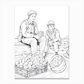 Line Art Inspired By The Potato Eaters 7 Canvas Print
