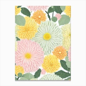 Chrysanthemums Pastel Floral 1 Flower Canvas Print
