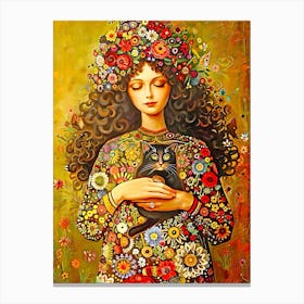 Woman and cat 3 Canvas Print