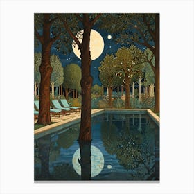 William Morris Night At The Pool Canvas Print