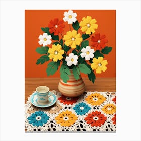 Crochet Dining Room Table With Flowers  3 Canvas Print