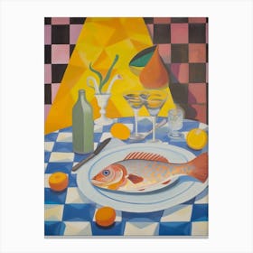 Flounder Still Life Painting Canvas Print