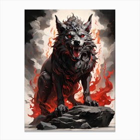 Fenrir Wearing Flames Canvas Print