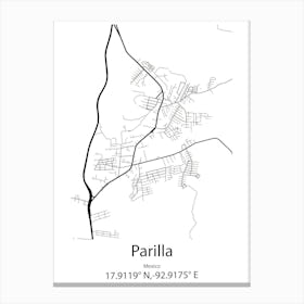 Parilla,Mexico Minimalist Map Canvas Print