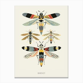 Colourful Insect Illustration Hornet 6 Poster Canvas Print
