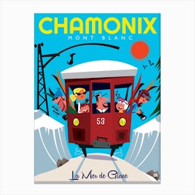 Chamonix Mer De Glace Poster Blue Canvas Print