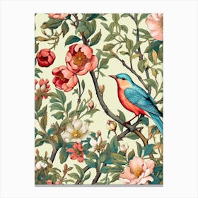 Floral Pattern With Birds And Flowers 3 Canvas Print