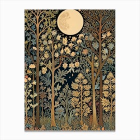 William Morris Style Moonlight In The Forest 2 Canvas Print