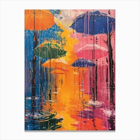 Umbrellas In The Rain Canvas Print