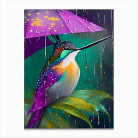Hummingbird In Rain Abstract Still Life Canvas Print
