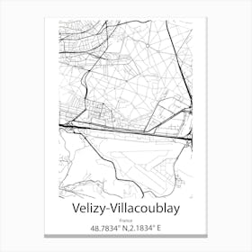 Velizy Villacoublay,France Minimalist Map Canvas Print