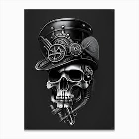 Skull With Steampunk Details Pink 1 Stream Punk Canvas Print