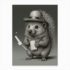 Hedgehog In Hat 2 Canvas Print