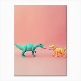 Pastel Toy Dinosaur & A Dog Canvas Print