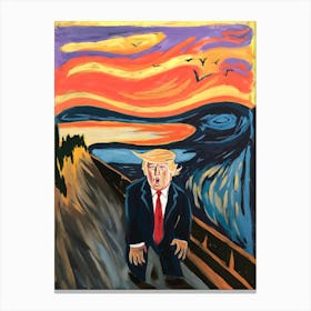 Donald Trump In The Style Of Edvard Munch The Scream Canvas Print