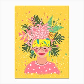 Girl With Flowers On Her Head 9 Canvas Print