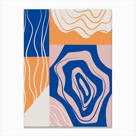Abstract Collage In Blue And Orange Canvas Print