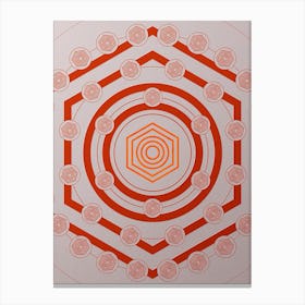 Geometric Abstract Glyph Circle Array in Tomato Red n.0221 Canvas Print