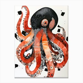 Red Octopus ocean life Toile