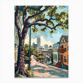 Rainey Street Historic District Austin Texas Colourful Blockprint 1 Canvas Print