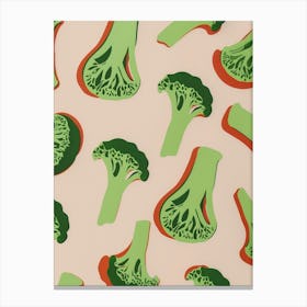 Broccoli Pink & Green Pattern 2 Canvas Print