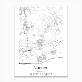 Nuenen,Netherlands Minimalist Map Canvas Print