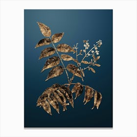 Gold Botanical Tree of Heaven on Dusk Blue n.2914 Canvas Print