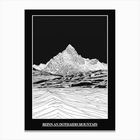 Beinn An Dothaidh Mountain Line Drawing 2 Poster Canvas Print