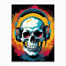 Skull With Headphones Pop Art (32) Canvas Print