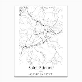 Saint Etienne,France Minimalist Map Canvas Print