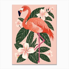 Chilean Flamingo Plumeria Minimalist Illustration 1 Canvas Print