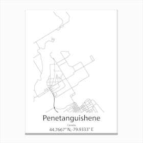 Penetanguishene,Canada Minimalist Map Canvas Print