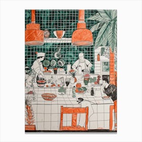 Geometric Linework Illustration Of A Restaurant Canvas Print