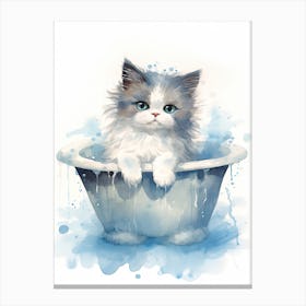 Ragdoll Cat In Bathtub Bathroom 2 Canvas Print
