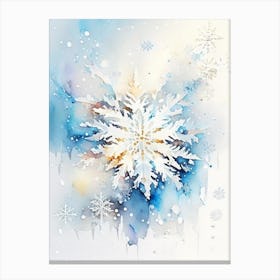 Cold, Snowflakes, Storybook Watercolours 1 Canvas Print