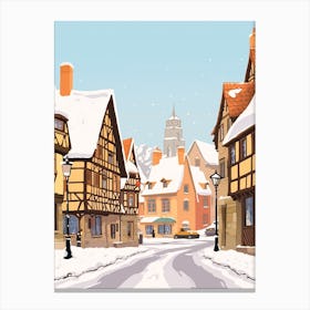 Retro Winter Illustration Colmar France Canvas Print