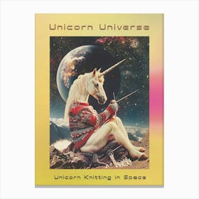 Unicorn Knitting In Space Abstract Collage 2 Poster Canvas Print