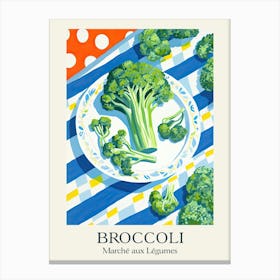 Marche Aux Legumes Broccoli Summer Illustration 1 Canvas Print