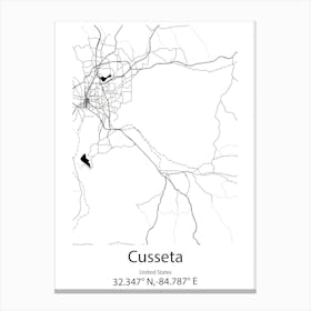 Cusseta,United States Minimalist Map Canvas Print