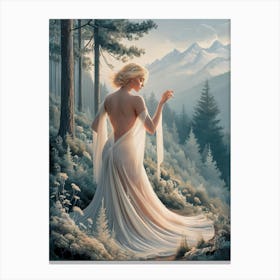 Collage Art of Beautiful Woman in The Forest #3 Canvas Print